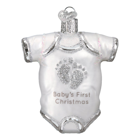 White Baby Onesie Ornament - Southlake Paws