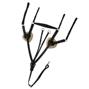 ExionPro 5 Point Breastplate with Sheepskin Padding - Navy Blue Elastic & Yellow Line