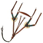 ExionPro 5 Point Breastplate with Sheepskin Padding - Green Elastic & White Lines