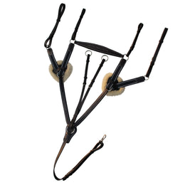 ExionPro 5 Point Breastplate with Sheepskin Padding - Navy Blue Elastic & White Lines