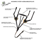 ExionPro 5 Point Breastplate with Sheepskin Padding - Navy Blue Elastic & White Lines