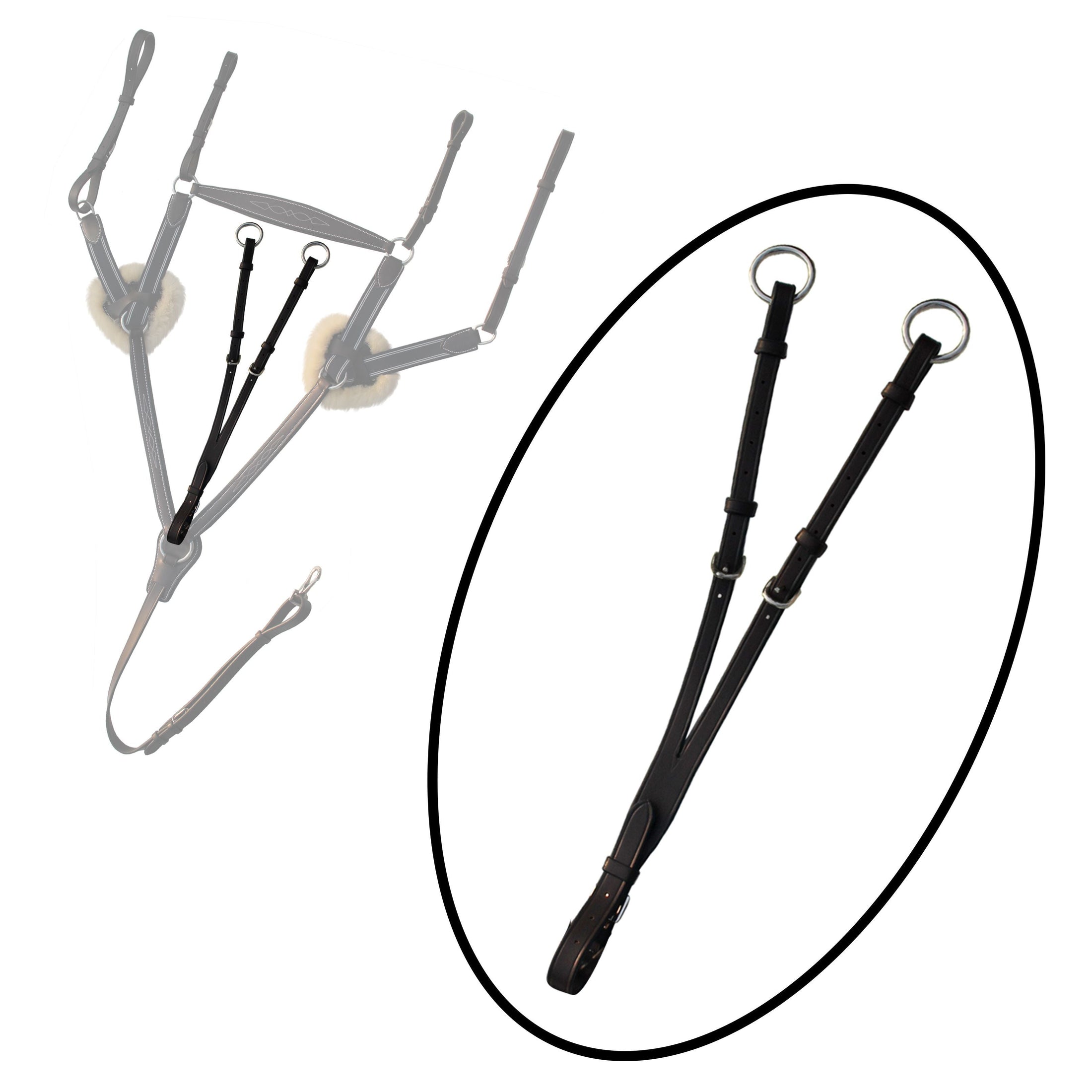 ExionPro 5 Point Breastplate with Sheepskin Padding - Navy Blue Elastic & White Lines