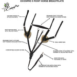 ExionPro 5 Point Breastplate with Sheepskin Padding - Navy Blue Elastic & Yellow Line