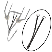 ExionPro 5 Point Breastplate with Sheepskin Padding - Navy Blue Elastic & Yellow Line