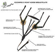 ExionPro 5 Point Breastplate with Sheepskin Padding - Green Elastic & Yellow Lines