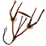 ExionPro 5 Point Breastplate with Sheepskin Padding - Navy Blue Elastic & Yellow Line