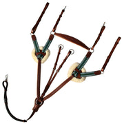 ExionPro 5 Point Breastplate with Sheepskin Padding - Green Elastic & White Lines