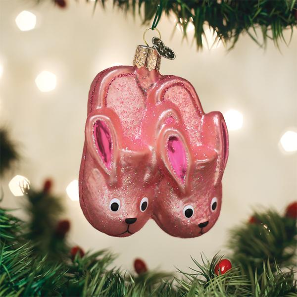Bunny Slippers Ornament - Southlake Paws