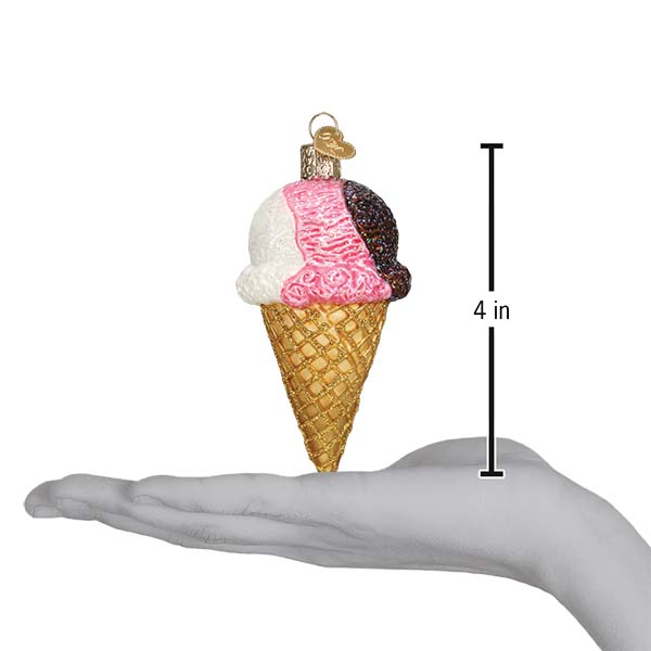 Neapolitan Ice Cream Cone Ornament - Southlake Paws