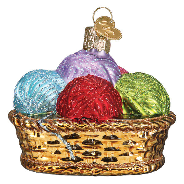 Basket Of Yarn Ornament - Southlake Paws