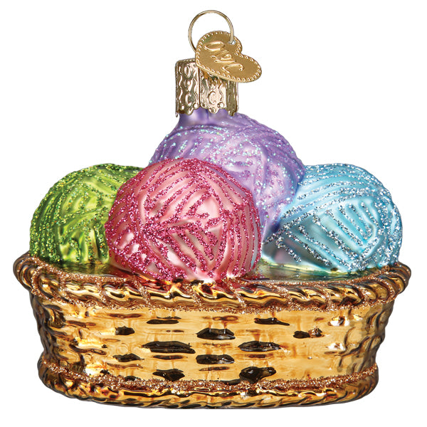 Basket Of Yarn Ornament - Southlake Paws