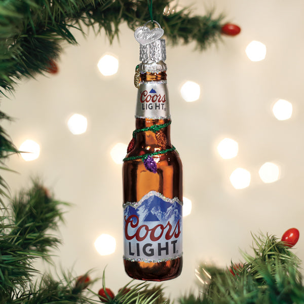 Holiday Coors Light Bottle Ornament - Southlake Paws