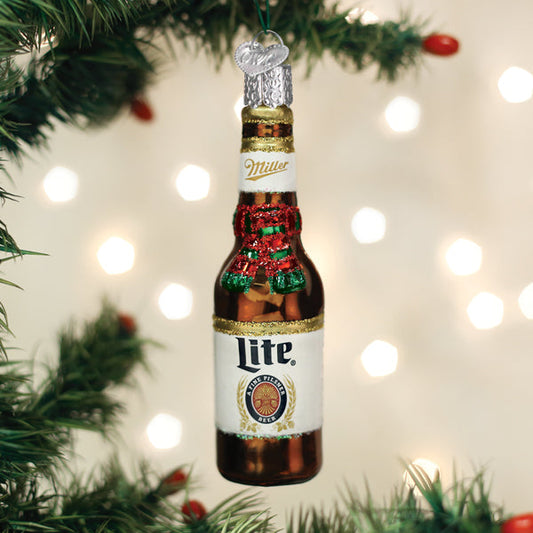 Holiday Miller Lite Bottle Ornament - Southlake Paws