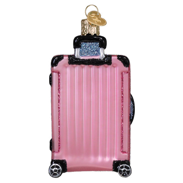 Pink Rolling Suitcase Ornament - Southlake Paws