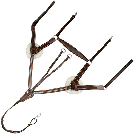 ExionPro 5 Point Bling Breastplate with Elastic & Sheepskin Padding