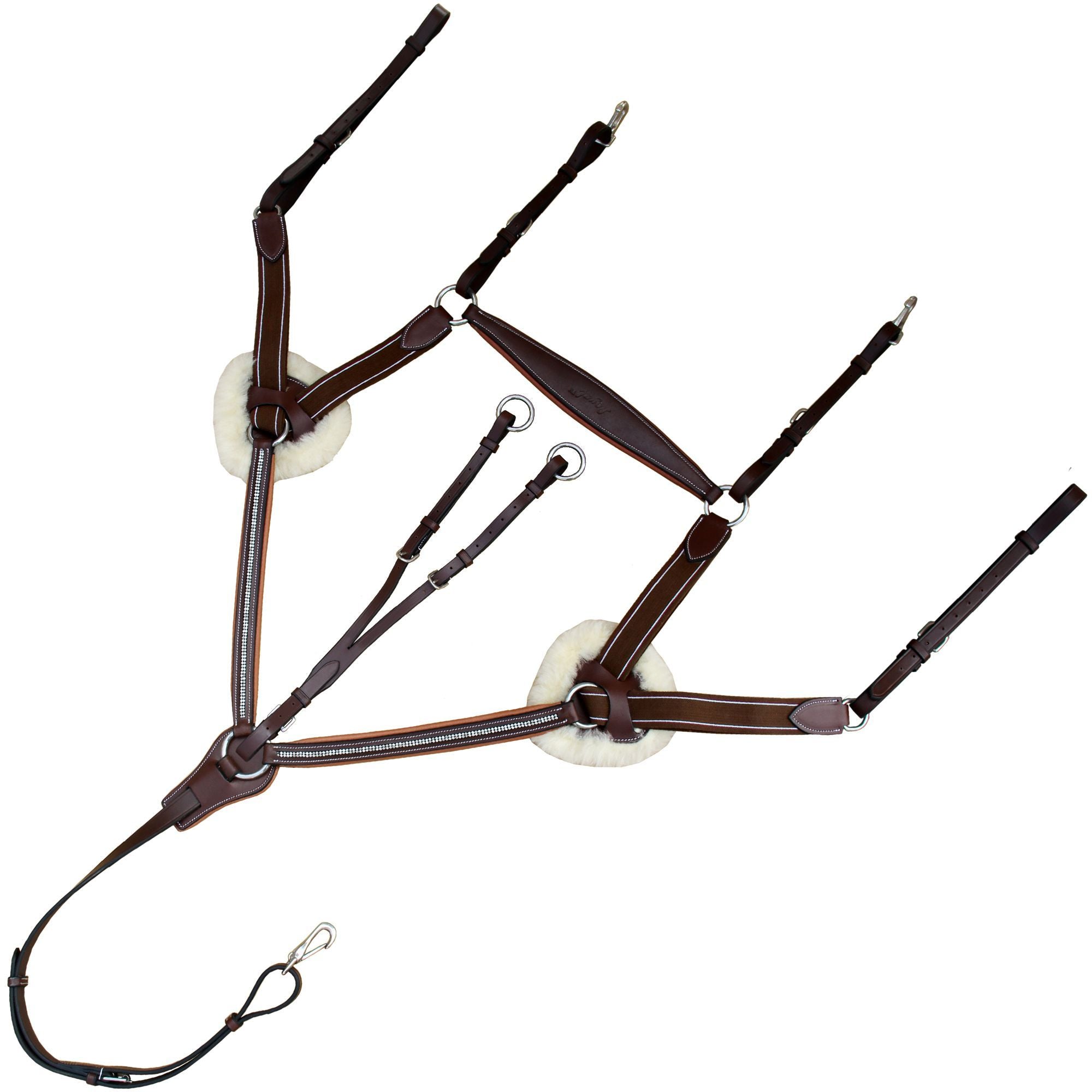 ExionPro 5 Point Bling Breastplate with Elastic & Sheepskin Padding