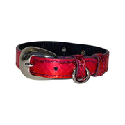 XS/S 7-14  Ruby Red/Purple Custom Snake Collar/Custom Silver Oval Italian Hardware