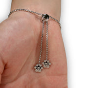 Paw Print And Heart Jewelry, Sterling Silver Close To My Heart Adjustable Bracelet