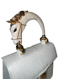 Load image into Gallery viewer, Cosmo Horse Handle Handbag In Iridescent White Python
