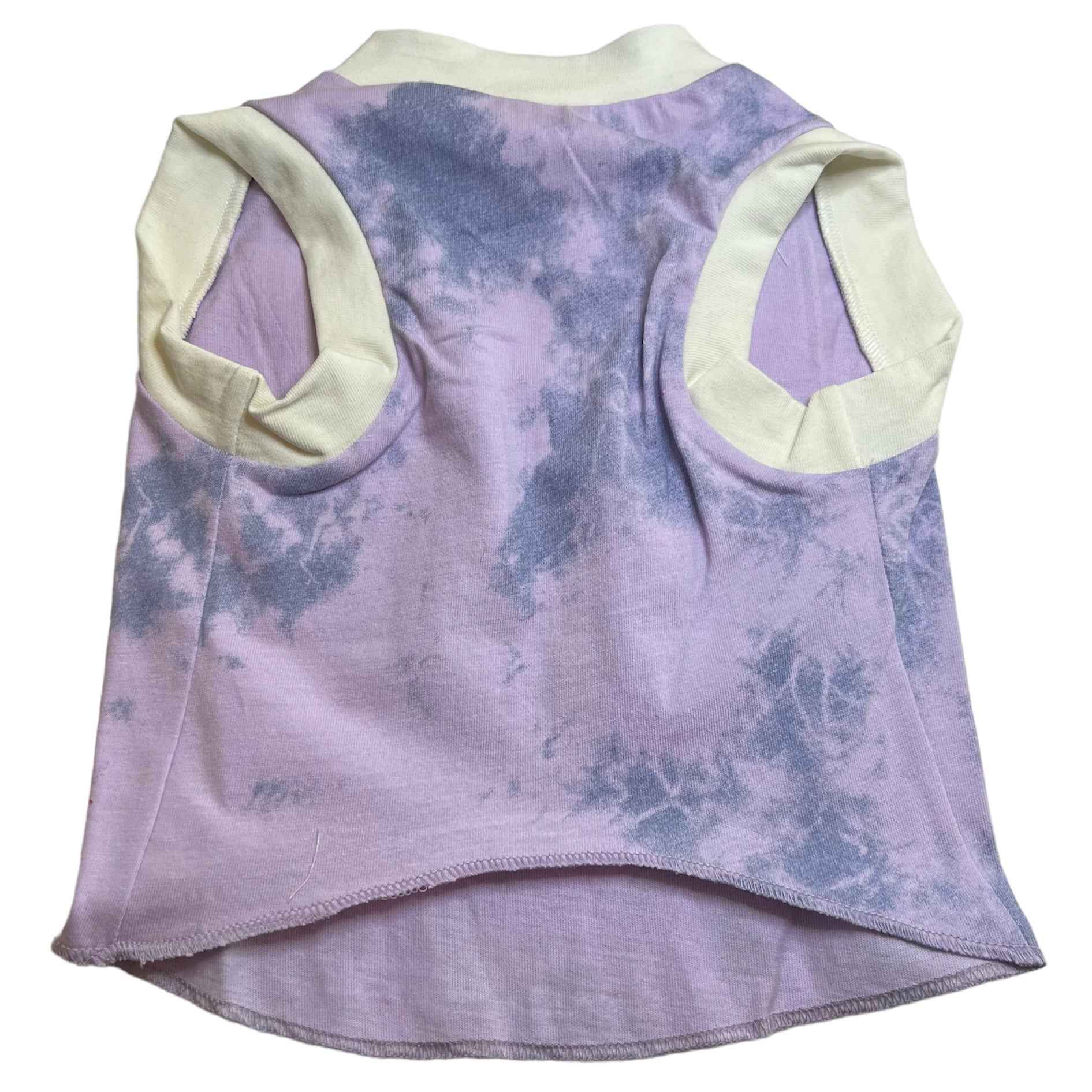 Upcycled Dog Tank - M "KISS PURP/WHT"