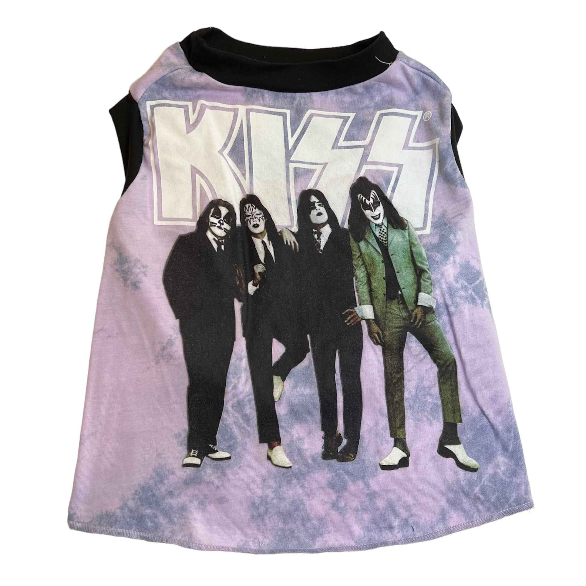Upcycled Dog Tank - L "KISS PURPLE/BLACK'"