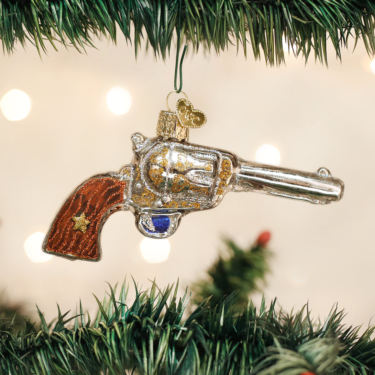 Western Revolver Ornament - Southlake Paws