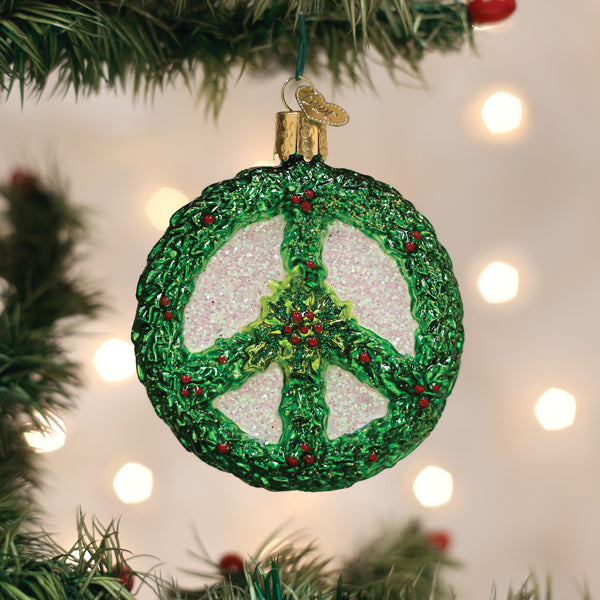 Holly Peace Symbol Ornament - Southlake Paws