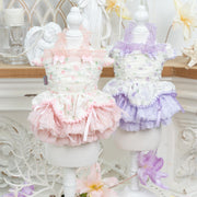 Luxury Japanese design Dog dress chiffon little bow floral 