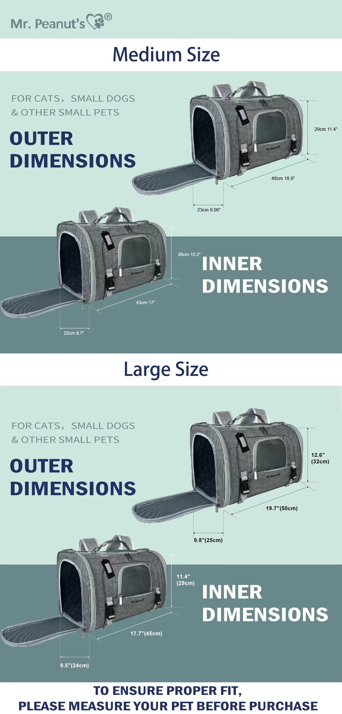 Mr. Peanut's Monterey Series Airline Compliant Horizontal Backpack Pet Carrier - Southlake Paws