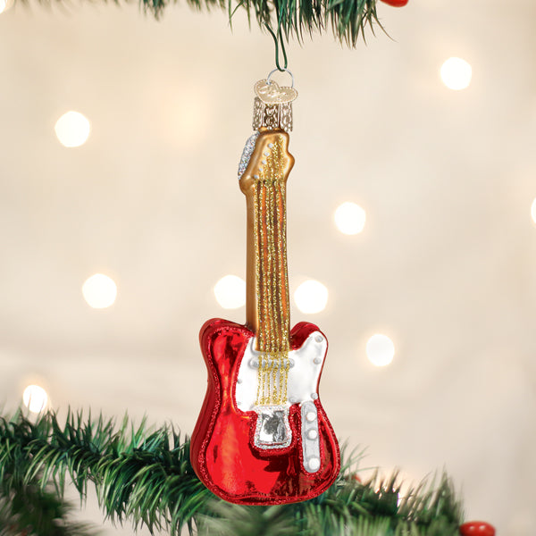 Red Electric Guitar Ornament - Southlake Paws