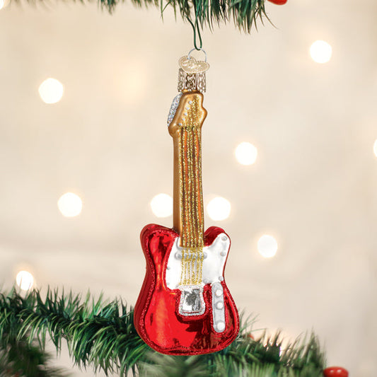 Red Electric Guitar Ornament - Southlake Paws