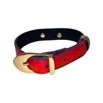 XS/S 7”-14”  Ruby Red/Purple Custom Snake Collar/Custom Gold Italian Hardware