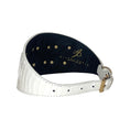 Load image into Gallery viewer, Matte White Snake 4” Wide Collar With Our 3 Custom Swarovski Crystal Rivets
