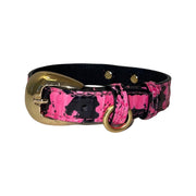 XS/S 7-14 Fuchsia/Light Pink/Red & Black Snake Collar/Custom Gold Italian Hardware