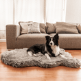 Load image into Gallery viewer, PupRug Faux Fur Orthopedic Dog Bed - Curve Charcoal Grey - Southlake Paws
