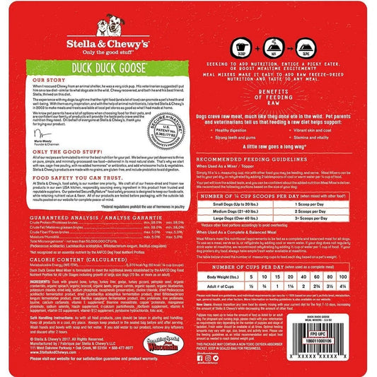 Stella & Chewy's Freeze Dried Meal Mixers Duck Duck Goose Dog Food (18oz) 