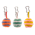 Fur keychain charm with colored stripes