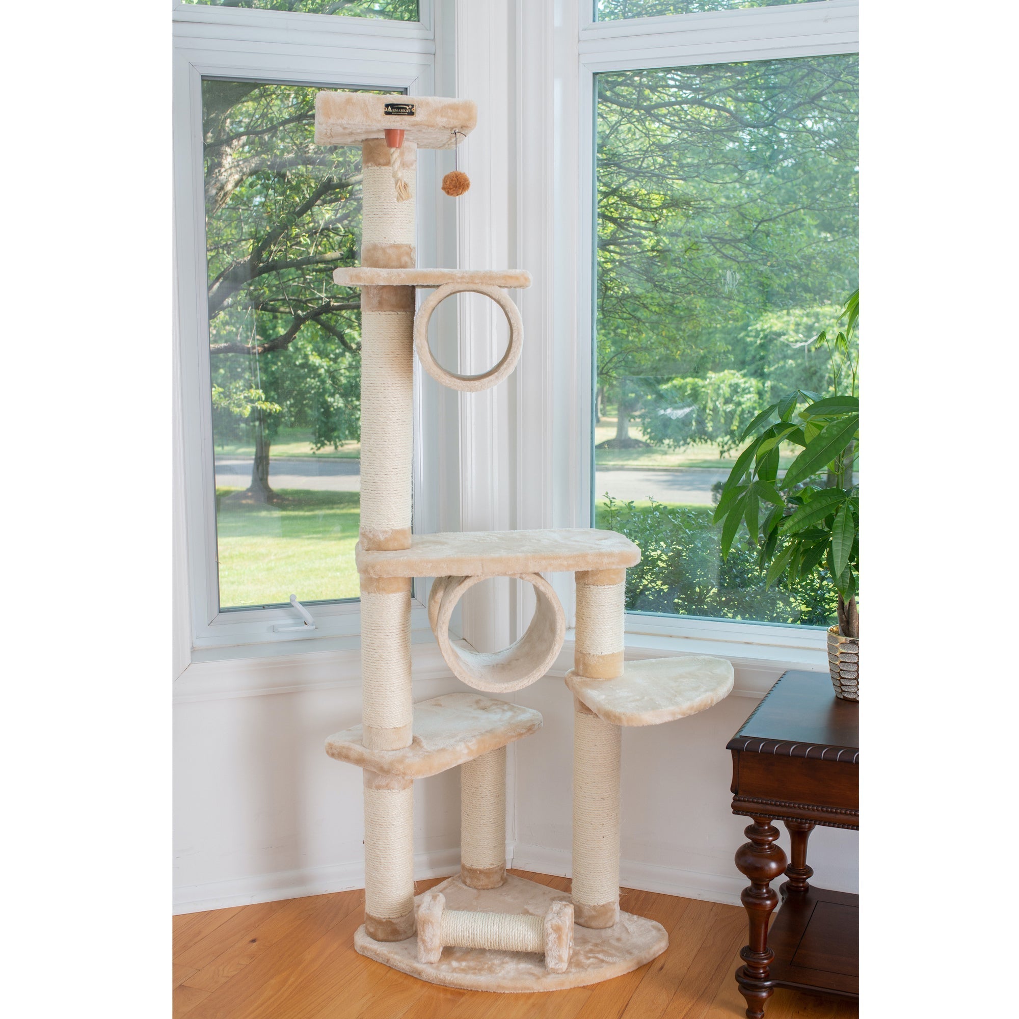 Armarkat Press Wood Cat Tree A7463 - 74-Inch - Beige
