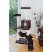 GleePet GP78570923  57-Inch Cat Tree In Coffee Brown With Four Levels Ramp Hammock And Condo