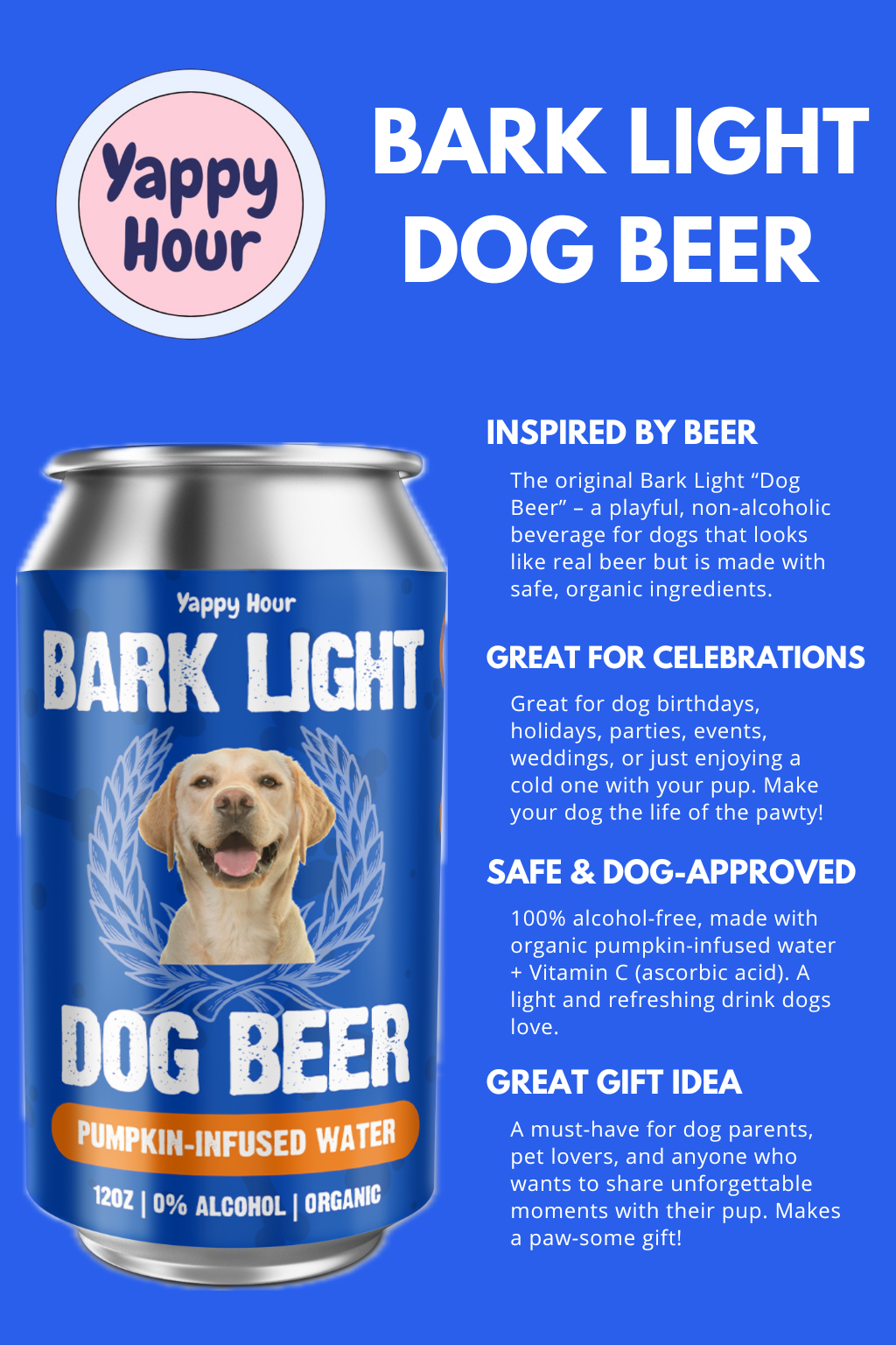 Bark Light Pumpkin Dog Water close-up bottle image for dogs