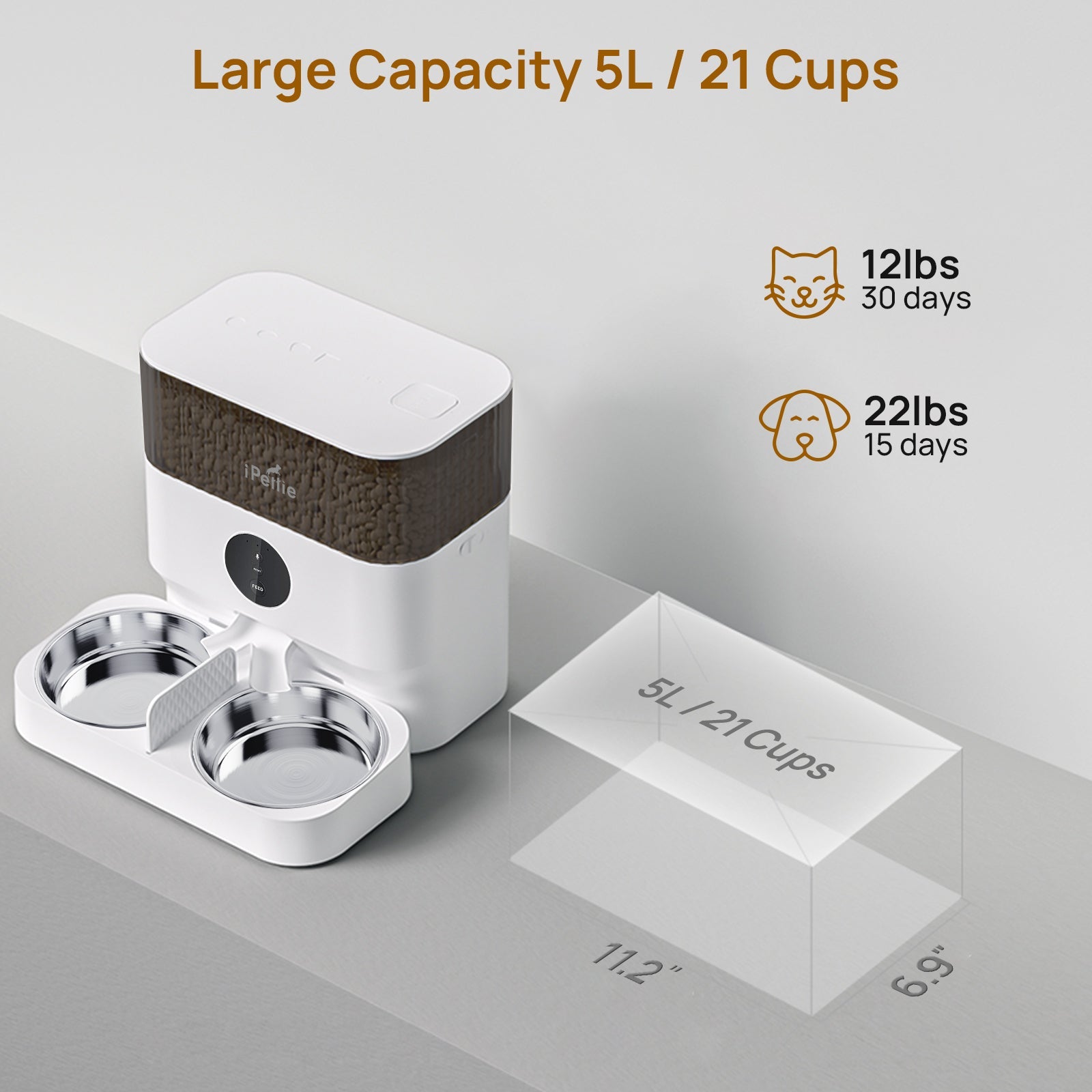 W5 WiFi Automatic Feeder for 2 Pets 