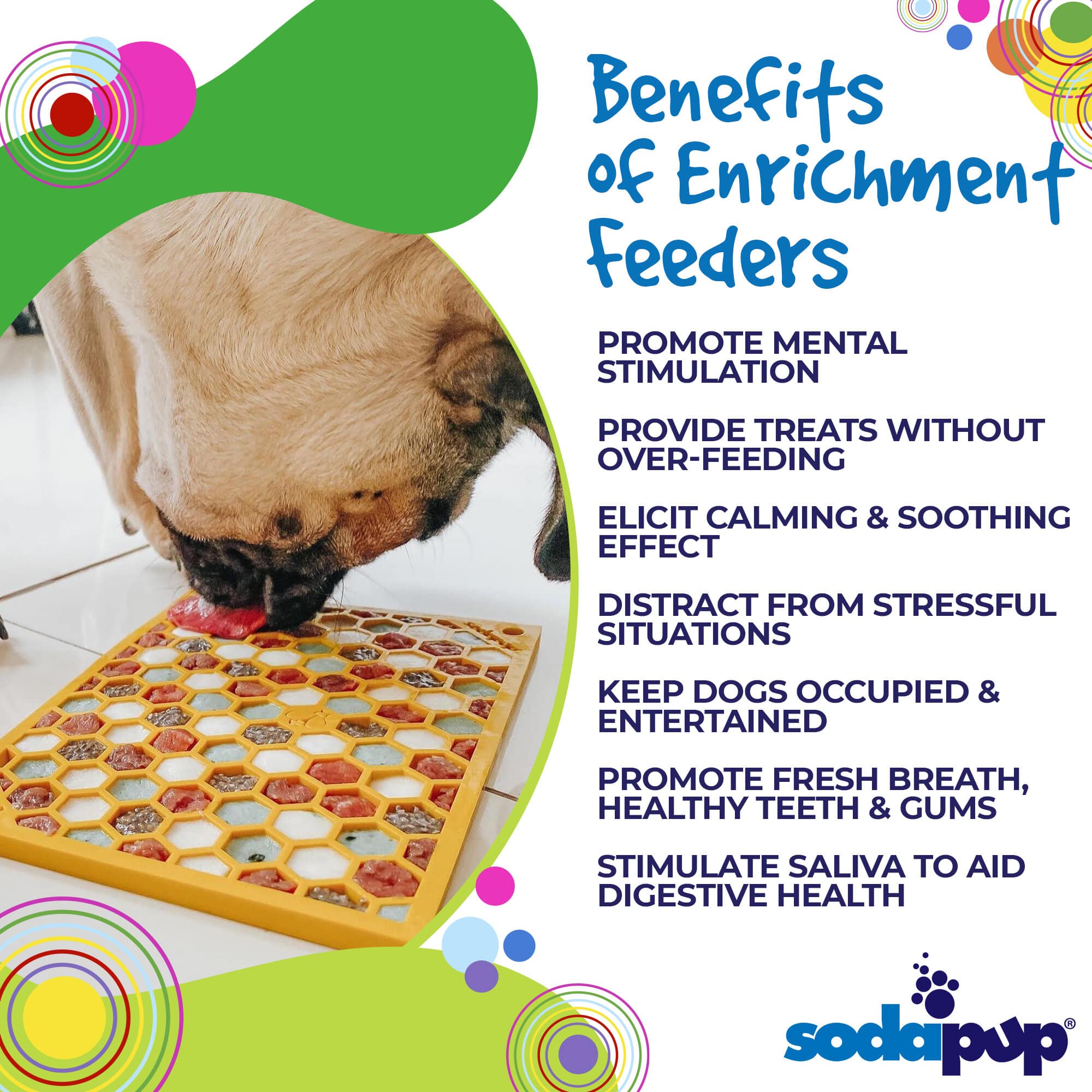 Honeycomb eMat by Southlake Paws, a colorful enrichment lick mat for dogs and cats, promoting mental stimulation and anxiety 