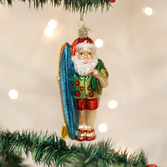 Surfer Santa Ornament - Southlake Paws