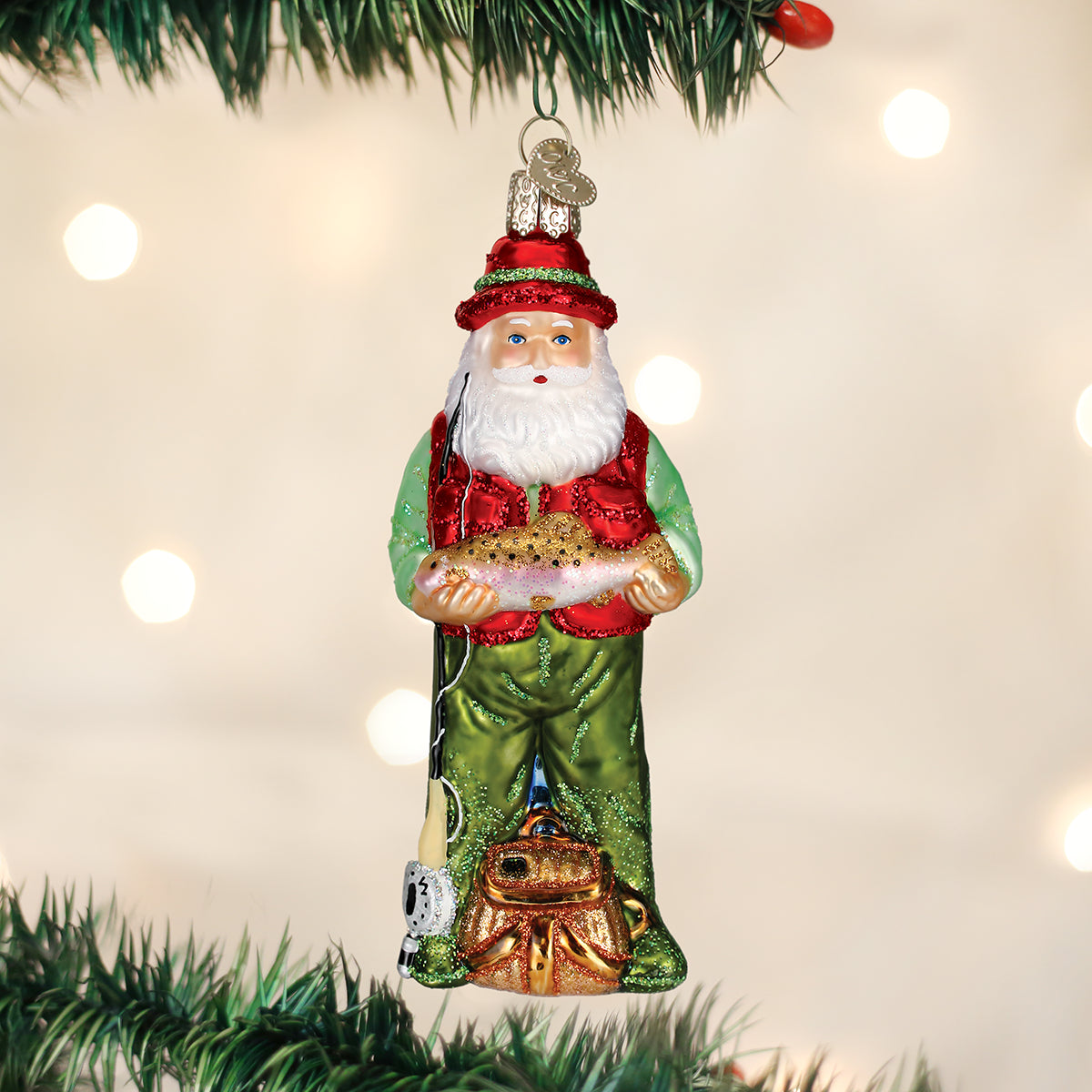 Fly Fishing Santa Ornament - Southlake Paws