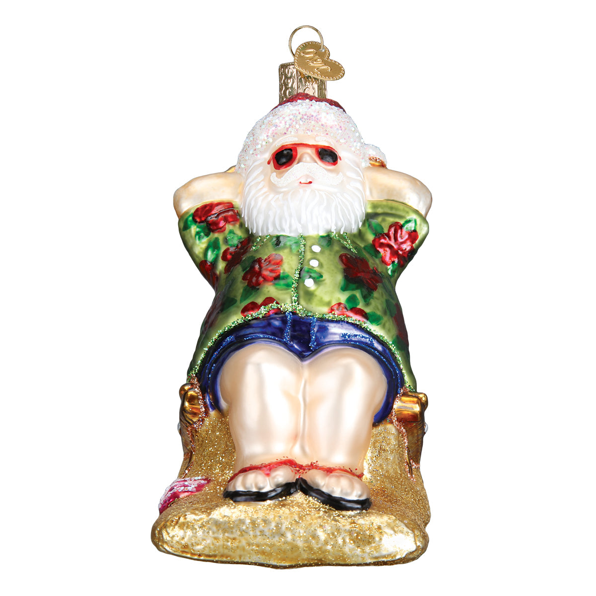 Sunning Santa Ornament - Southlake Paws