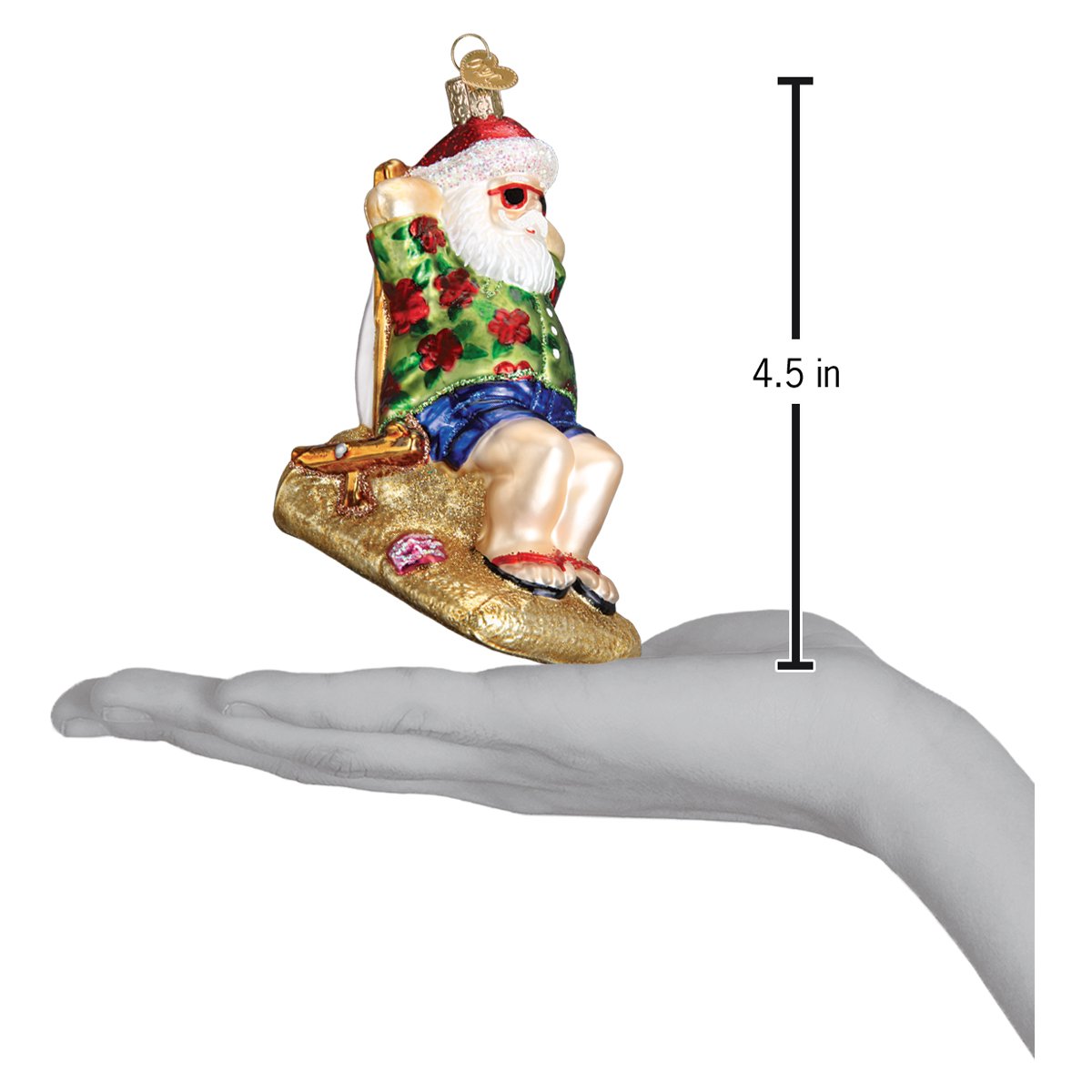 Sunning Santa Ornament - Southlake Paws