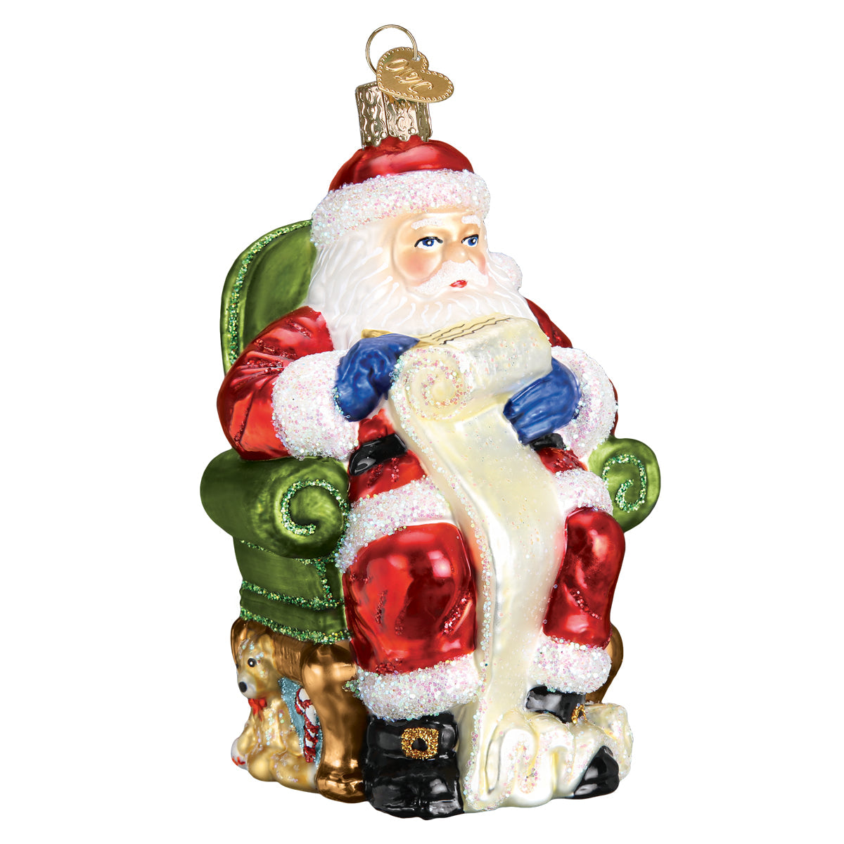Santa Checking His List Ornament - Southlake Paws