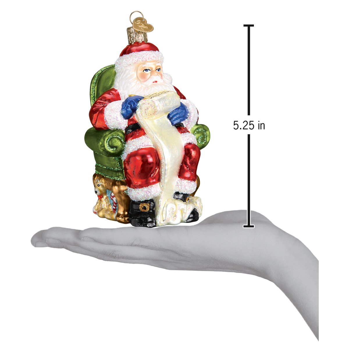 Santa Checking His List Ornament - Southlake Paws