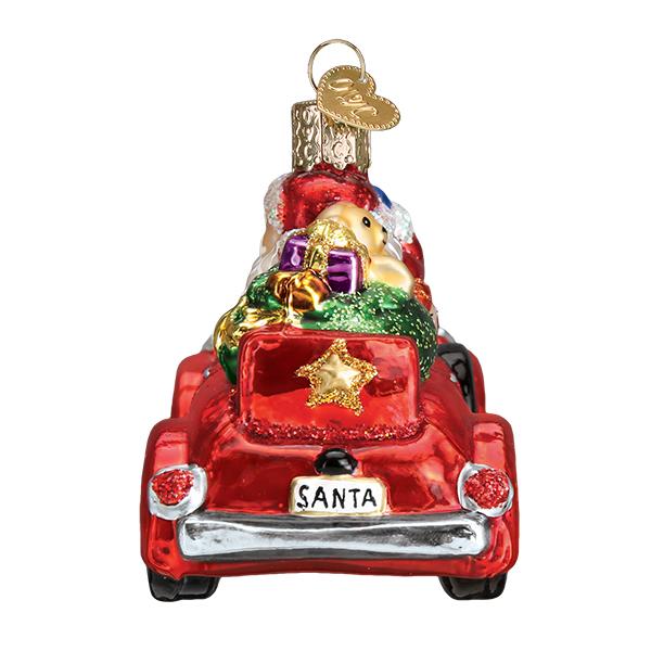 Santa In Antique Car Ornament - Southlake Paws