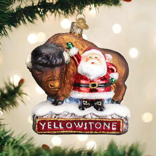 Santa With Bison Ornament - Southlake Paws